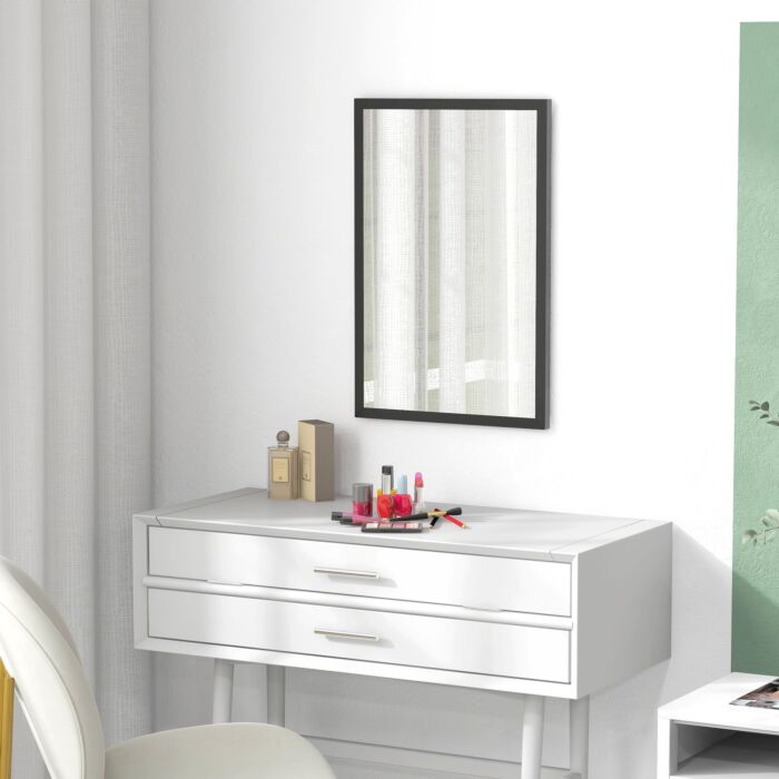 Homcom Wall Bathroom Mirror, 60 X 40 Cm Wall-mounted Mirror, Black