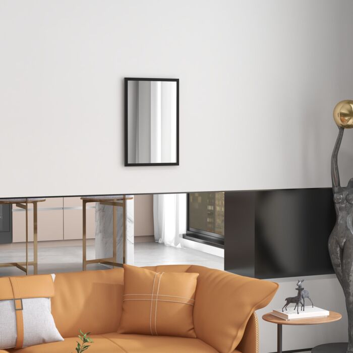 Homcom Wall Bathroom Mirror, 60 X 40 Cm Wall-mounted Mirror, Black