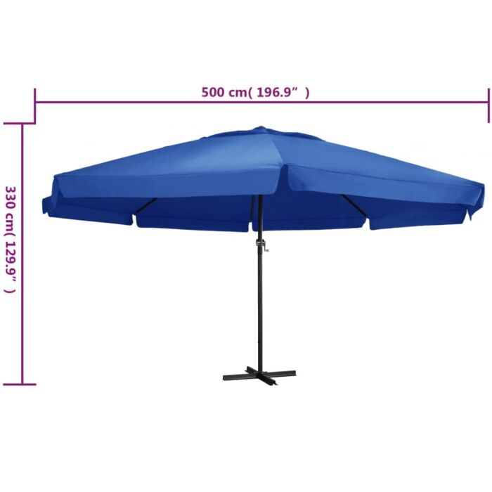 Vidaxl Outdoor Parasol With Aluminium Pole 600 Cm Azure Blue