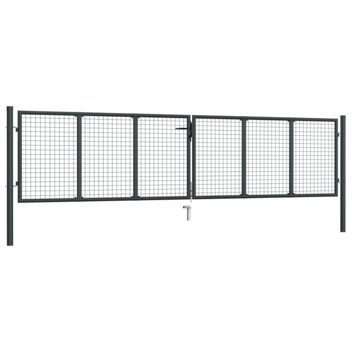 Vidaxl Mesh Garden Gate Galvanised Steel 400x125 Cm Grey