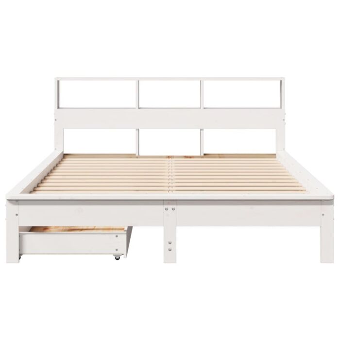 Vidaxl Bookcase Bed Without Mattress White 150x200 Cm King Size Solid Wood Pine