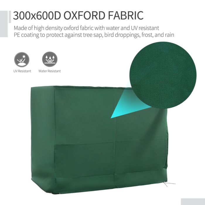 Outsunny Oxford Patio 3-seater Swing Chair Cover Outdoor Garden Furniture Rain Protection Protector Waterproof Anti-uv Green 240l X 133w X 185h Cm