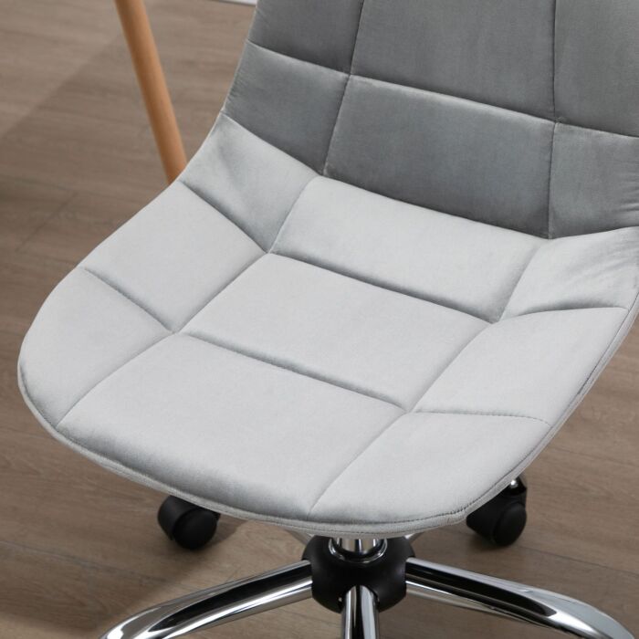 Vinsetto Ergonomic Office Chair With Adjustable Height And Wheels Velvet Executive Chair Armless For Home Study Bedroom Grey