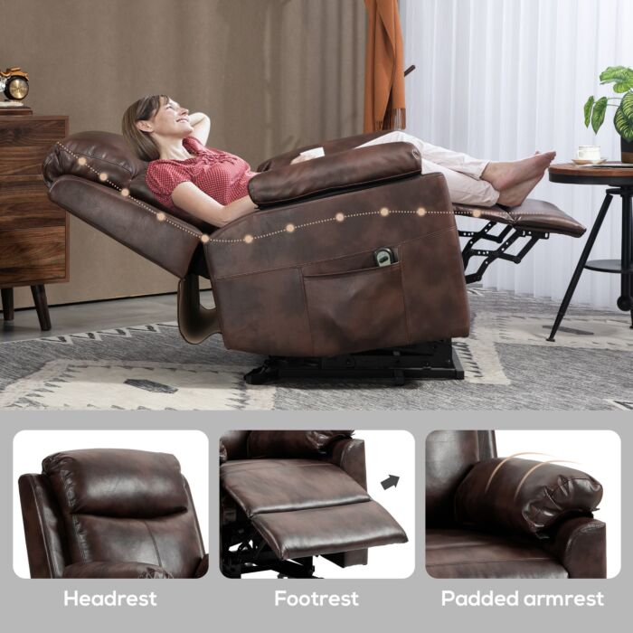 Homcom Riser And Recliner Chair, Lift Chair With Remote Control, Side Pockets, Pocket Spring, Dark Brown