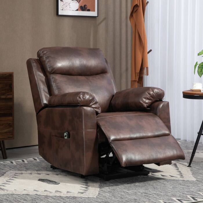 Homcom Riser And Recliner Chair, Lift Chair With Remote Control, Side Pockets, Pocket Spring, Dark Brown