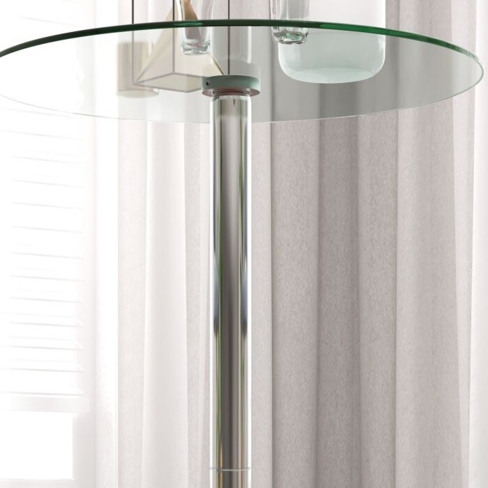 Homcom High Top Bar Table, Round Kitchen Table With Tempered Glass Top And Steel Base, Bistro Table For 2 People, Clear