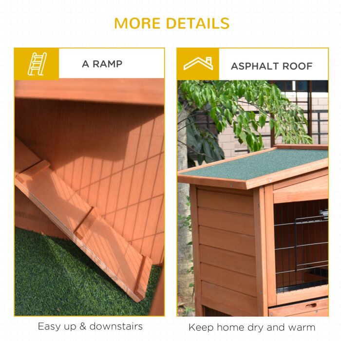 Pawhut 2 Tier Rabbit Hutch Guinea Pig Hutch Ferret Cage With Ramp Slide Out Tray For 100.5 X 55 X 101 Cm