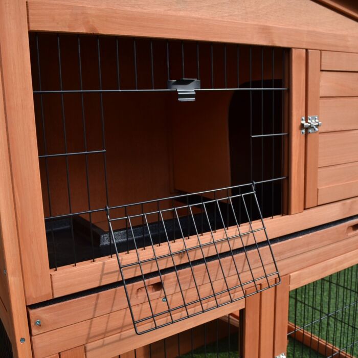 Pawhut 2 Tier Rabbit Hutch Guinea Pig Hutch Ferret Cage With Ramp Slide Out Tray For 100.5 X 55 X 101 Cm