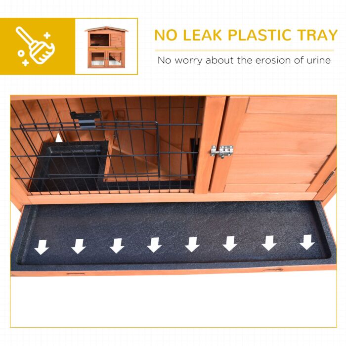 Pawhut 2 Tier Rabbit Hutch Guinea Pig Hutch Ferret Cage With Ramp Slide Out Tray For 100.5 X 55 X 101 Cm