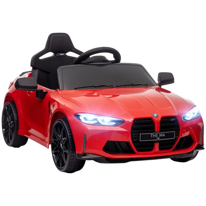 Aiyaplay 12v Bmw M4 Licensed Kids Car With Easy Transport, Remote Control, Suspension, Music, Horn, Led Lights - Red