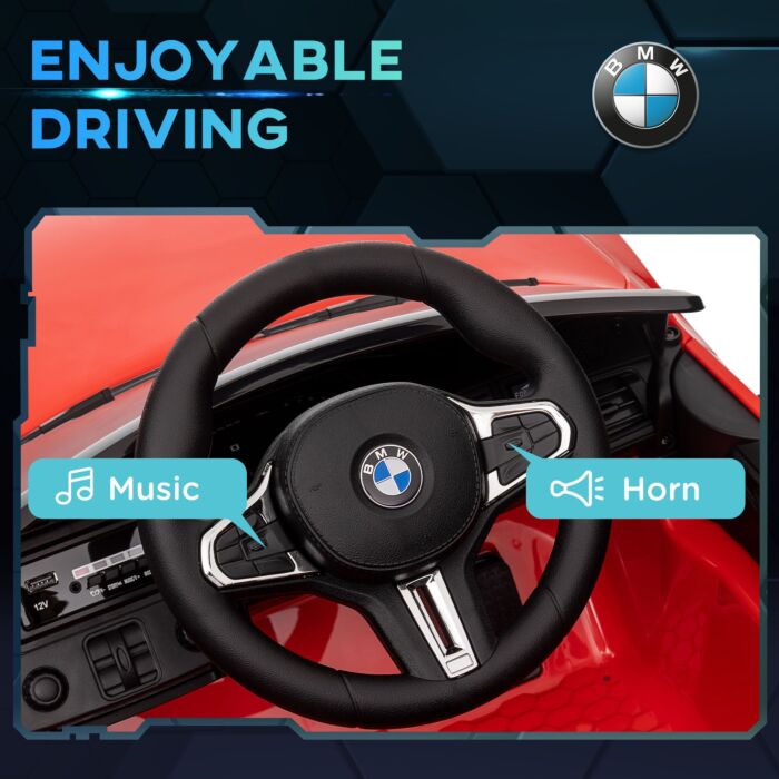 Aiyaplay 12v Bmw M4 Licensed Kids Car With Easy Transport, Remote Control, Suspension, Music, Horn, Led Lights - Red