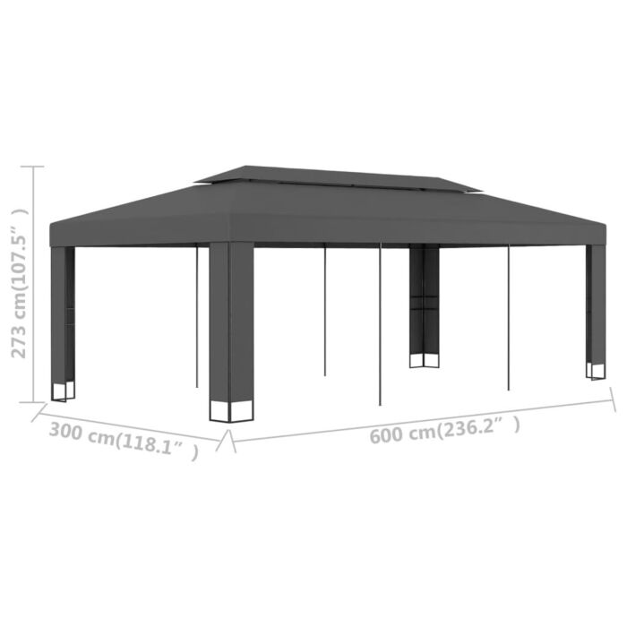 Vidaxl Gazebo With Double Roof 3x6 M Anthracite