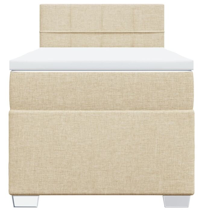 Vidaxl Box Spring Bed With Mattress Cream 90x200 Cm Fabric