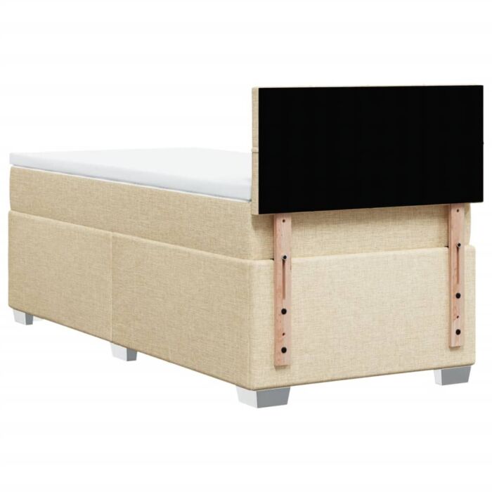 Vidaxl Box Spring Bed With Mattress Cream 90x200 Cm Fabric