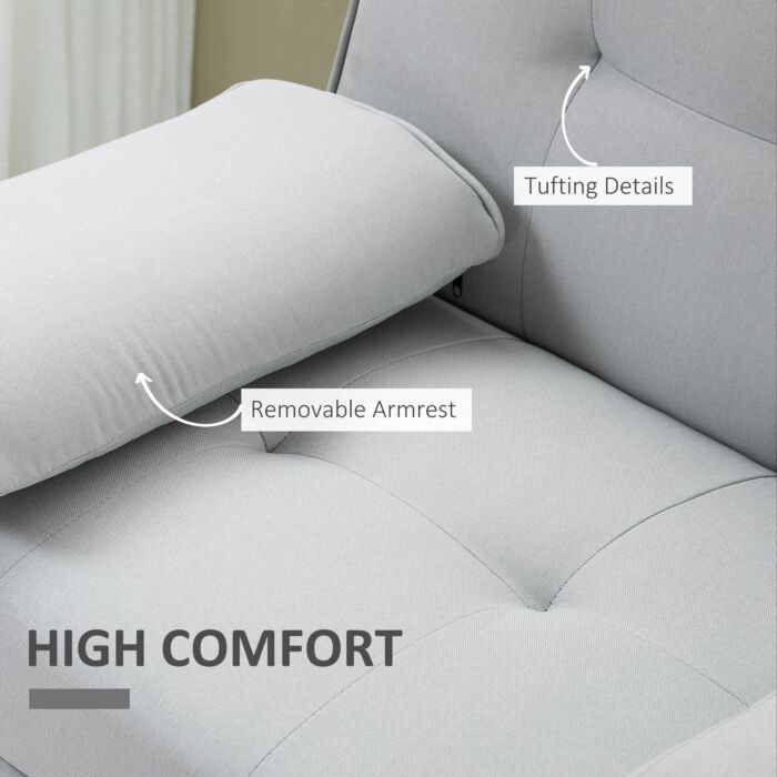 Homcom 3 Seater Sofa Bed Scandinavian Style Recliner Thick Cushions Adjustable Split Back Middle Table With Armrest Cup Holder, 72h X 181w