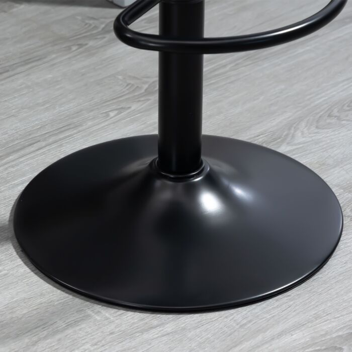 Homcom Adjustable Bar Stools Set Of 2, Swivel Barstools With Footrest And Backrest, Pu Leather And Steel Base, Black