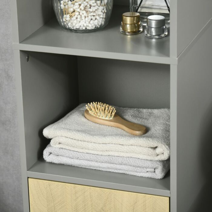 Kleankin Free Standing Bathroom Cabinets, Tall Bathroom Cabinet With Door And Adjustable Shelves, 31.4x30x165cm