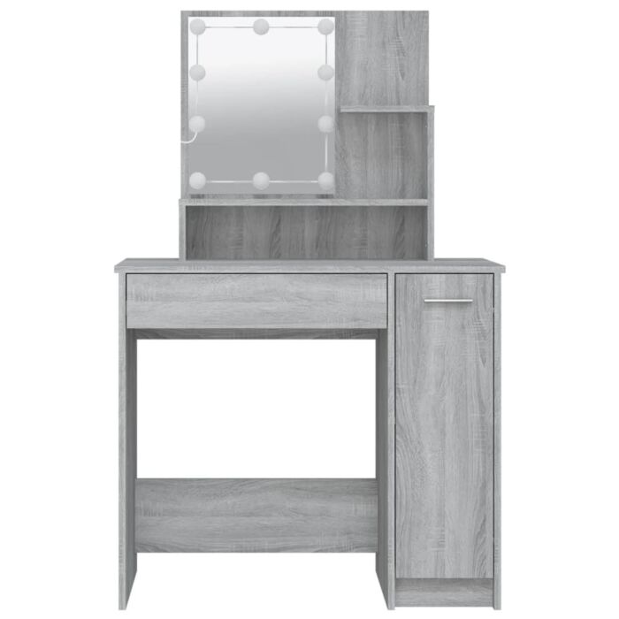 Vidaxl Dressing Table With Led Grey Sonoma 86.5x35x136 Cm