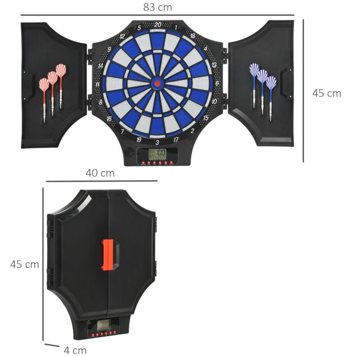 Sportnow Electronic Dartboard Set With 31 Games For 8 Players, Dart Board Set W/cabinet, 6 Soft Tip Darts, 6 Spare Tips, Lcd Scoring Indicator