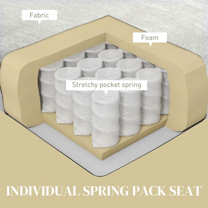 Homcom 2 Seater Sofa, Modern Fabric Loveseat With Spring Cushion And Metal Legs, Small Couch, Cream White