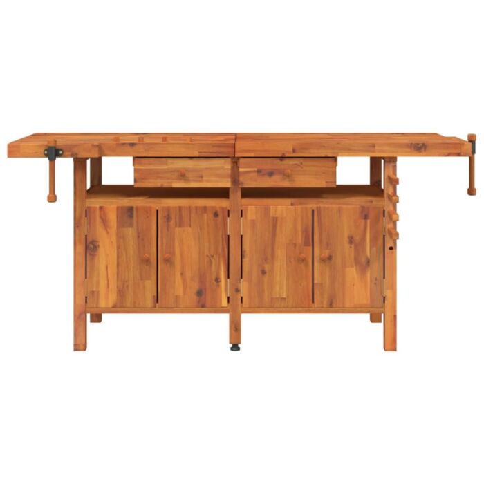 Vidaxl Workbench With Drawers And Vices 192x62x83 Cm Solid Wood Acacia