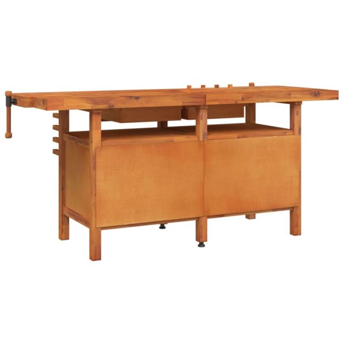 Vidaxl Workbench With Drawers And Vices 192x62x83 Cm Solid Wood Acacia
