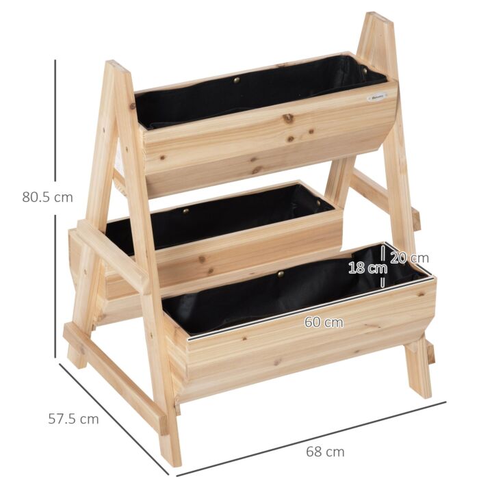 Outsunny Wood Raised Garden Bed, Outdoor Planter Box With Stand, Nonwoven Fabric For Vegetables, Herbs, Flowers, Natural