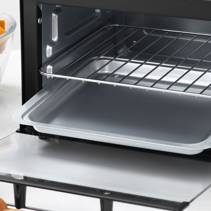 Homcom Convection Mini Oven, 9l Countertop Electric Grill, Toaster Oven With Adjustable Temperature, Timer, Baking Tray And Wire Rack, 750w