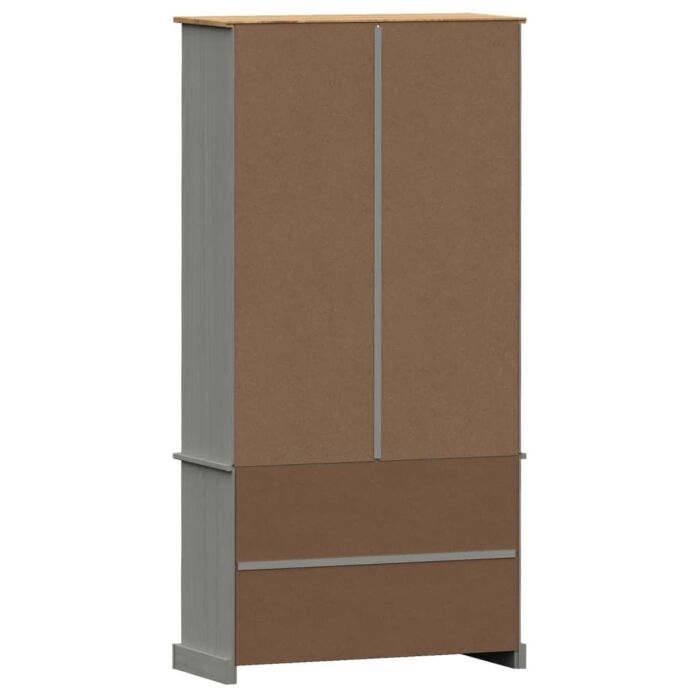Vidaxl Glass Display Cabinet Vigo Grey 85x35x170 Cm Solid Wood Pine