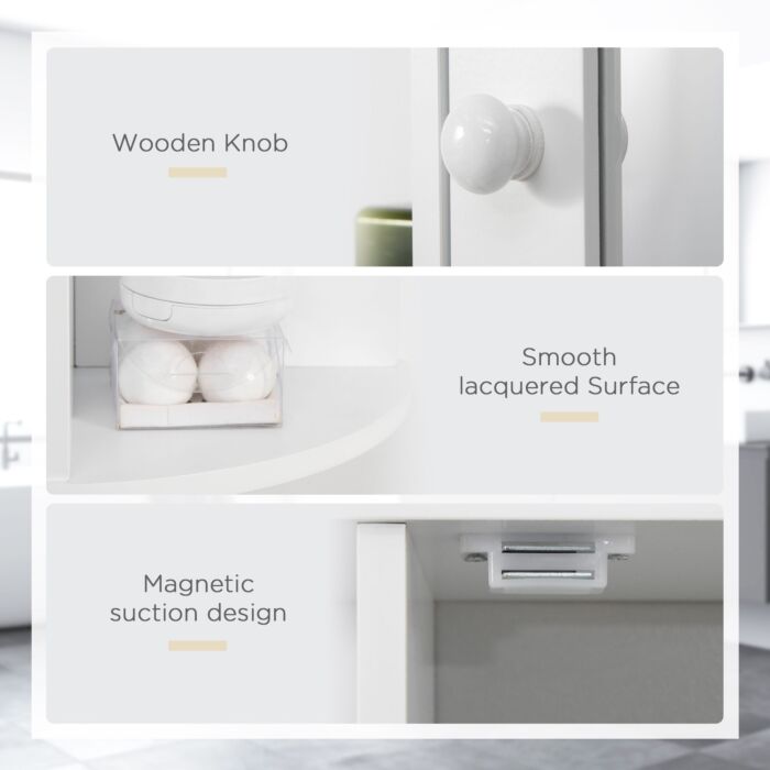 Homcom Bathroom Mirror Cabinet, Wall Mounted Storage Cupboard With Mirror Single Door Storage Organizer 2-tier Inner Shelves, White