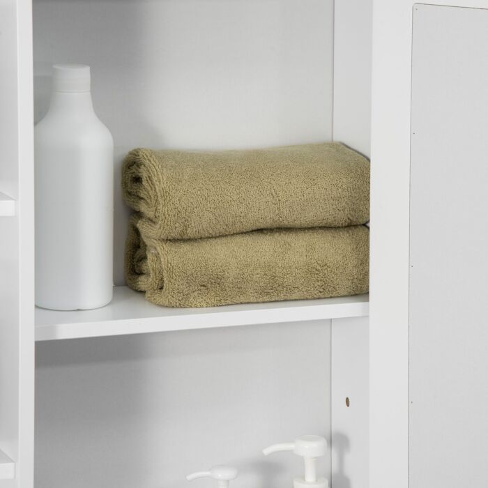 Homcom Bathroom Mirror Cabinet, Wall Mounted Storage Cupboard With Mirror Single Door Storage Organizer 2-tier Inner Shelves, White