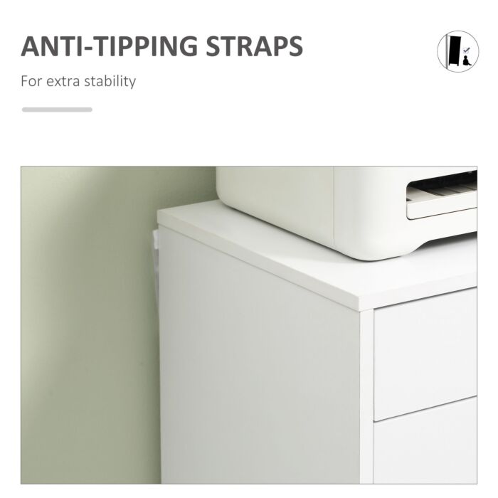 Vinsetto Vertical Filing Cabinet, 7-drawer File Cabinet, Mobile Office Cabinet On Wheels For Study, White