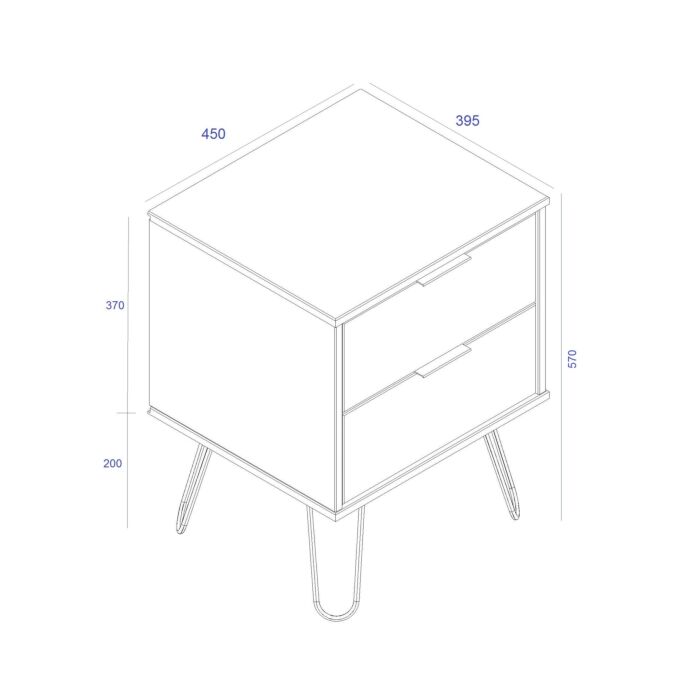 Augusta White 2 Drawer Bedside Cabinet