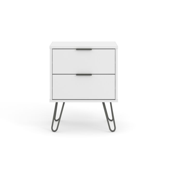 Augusta White 2 Drawer Bedside Cabinet