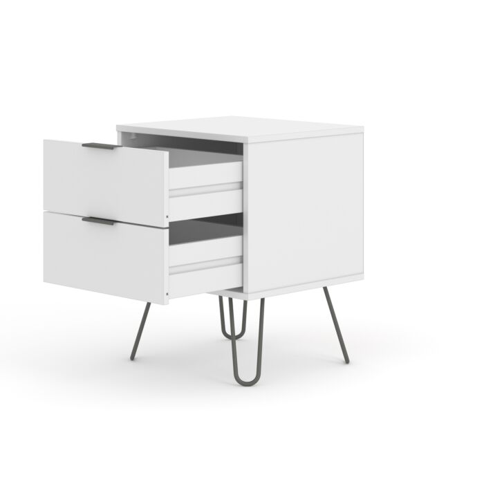 Augusta White 2 Drawer Bedside Cabinet