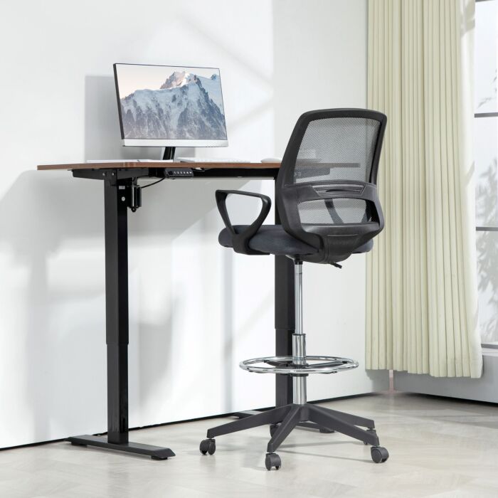 Vinsetto Ergonomic Mesh Back Drafting Chair Draughtsman Chair With Adjustable Height, Grey