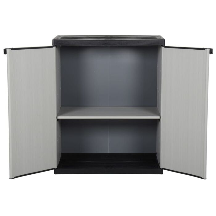 Vidaxl Garden Storage Cabinet With 1 Shelf Grey And Black 68x40x85 Cm