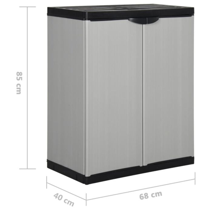 Vidaxl Garden Storage Cabinet With 1 Shelf Grey And Black 68x40x85 Cm