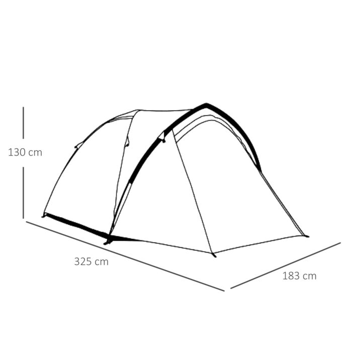 Outsunny Camping Dome Tent 2 Room For 3-4 Person With Weatherproof Vestibule Backpacking Tent Large Windows Lightweight For Fishing & Hiking Green