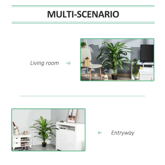 Outsunny 110cm/3.6ft Artificial Dracaena Tree Decorative Plant 40 Leaves With Nursery Pot, Fake Tropical Tree For Décor