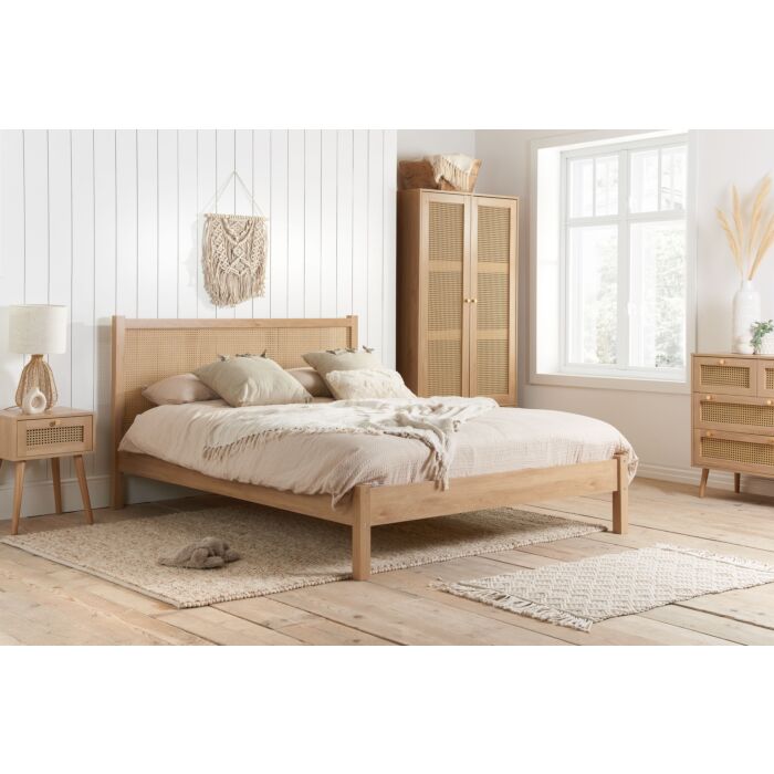 Croxley Double Rattan Bed Oak