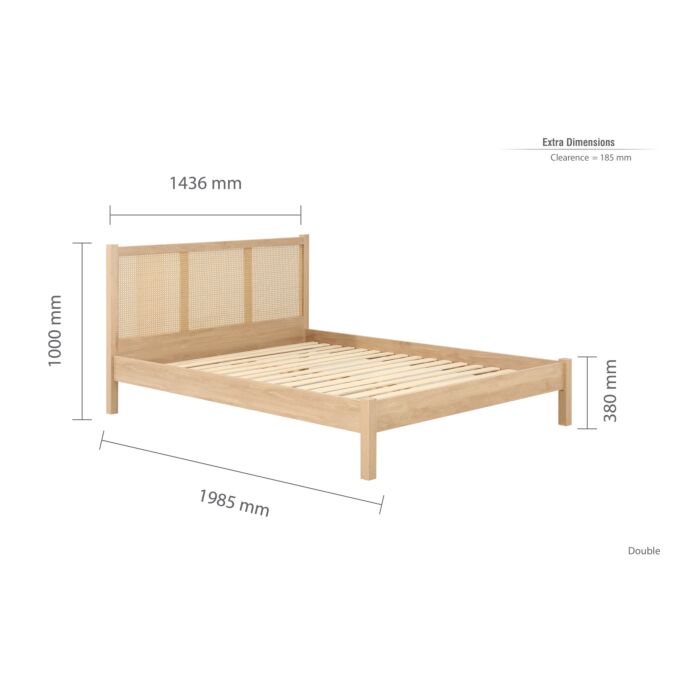 Croxley Double Rattan Bed Oak