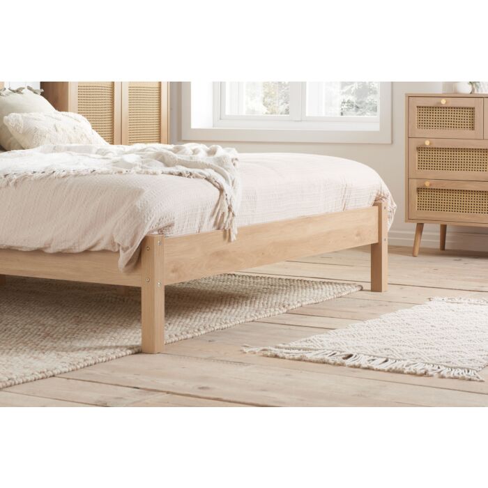 Croxley Double Rattan Bed Oak