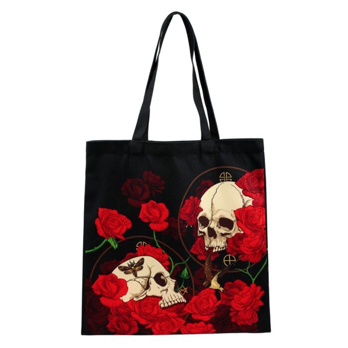 Tote Shopping Bag - Skulls And Roses