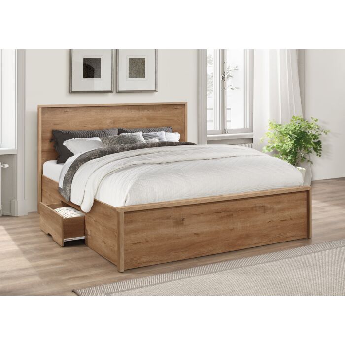 Stockwell Double Bed Rustic Oak