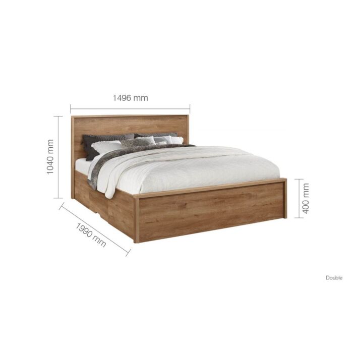 Stockwell Double Bed Rustic Oak