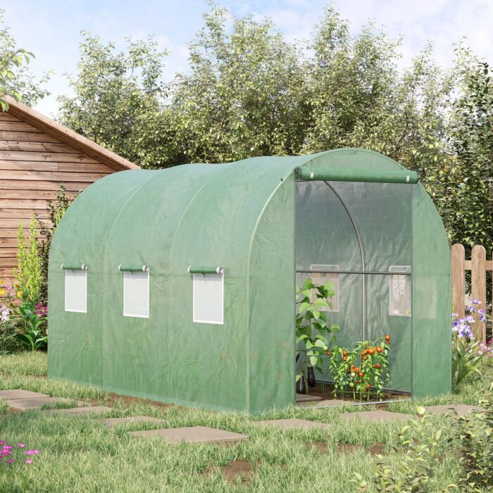 Outsunny Walk In Polytunnel Outdoor Garden Greenhouse With Windows And Door (3 X 2m)