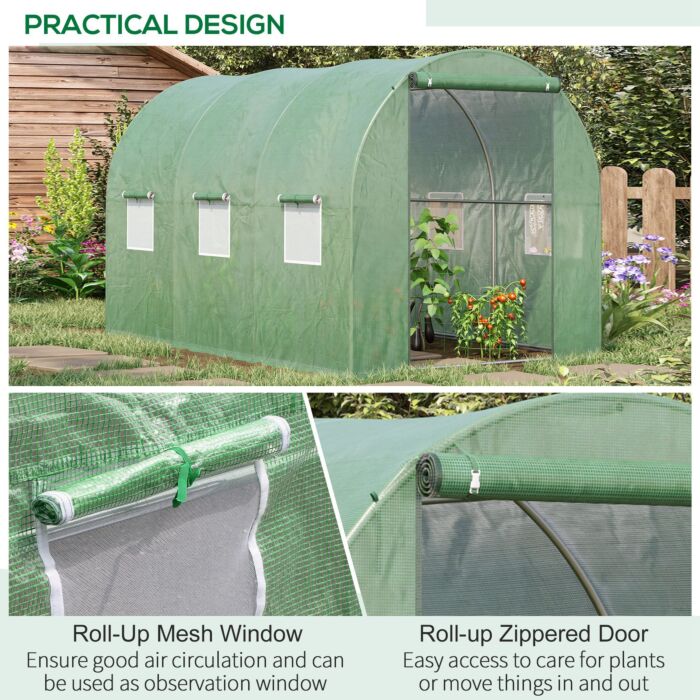 Outsunny Walk In Polytunnel Outdoor Garden Greenhouse With Windows And Door (3 X 2m)