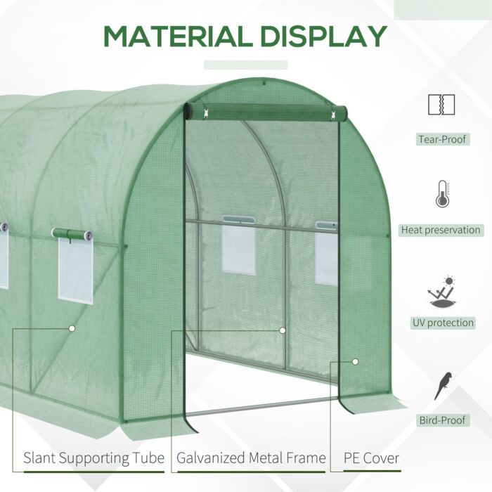 Outsunny Walk In Polytunnel Outdoor Garden Greenhouse With Windows And Door (3 X 2m)