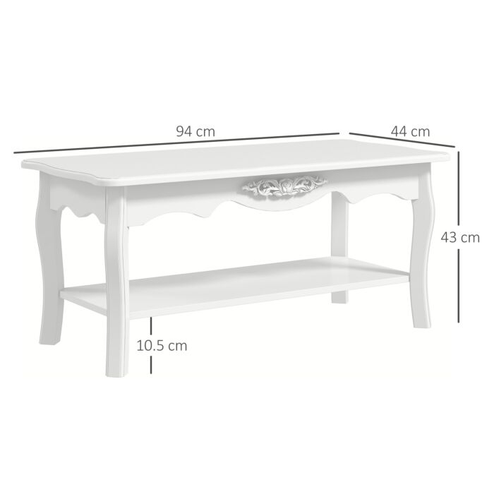 Homcom Coffee Tea Table End Table Wooden Furniture 2 Layer Design W/storage Shelf 94l X 44w X 42h (cm)